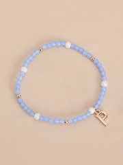 Gold Tone Inital Pastel Stretch Beaded Bracelet Letter - Image 4 of 17