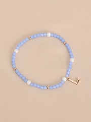Gold Tone Inital Pastel Stretch Beaded Bracelet Letter - Image 6 of 17