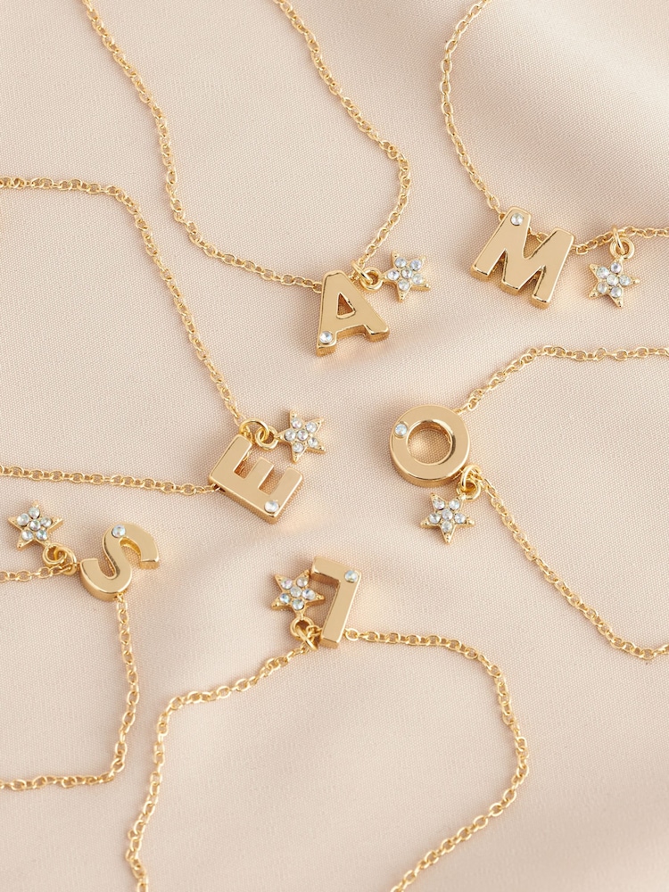 Gold Tone Star and Gem Initial Bracelet - Image 1 of 8