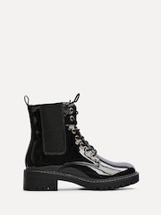 Linzi Black Layna Lace Up Ankle Boots With Zip Detail - Image 2 of 6
