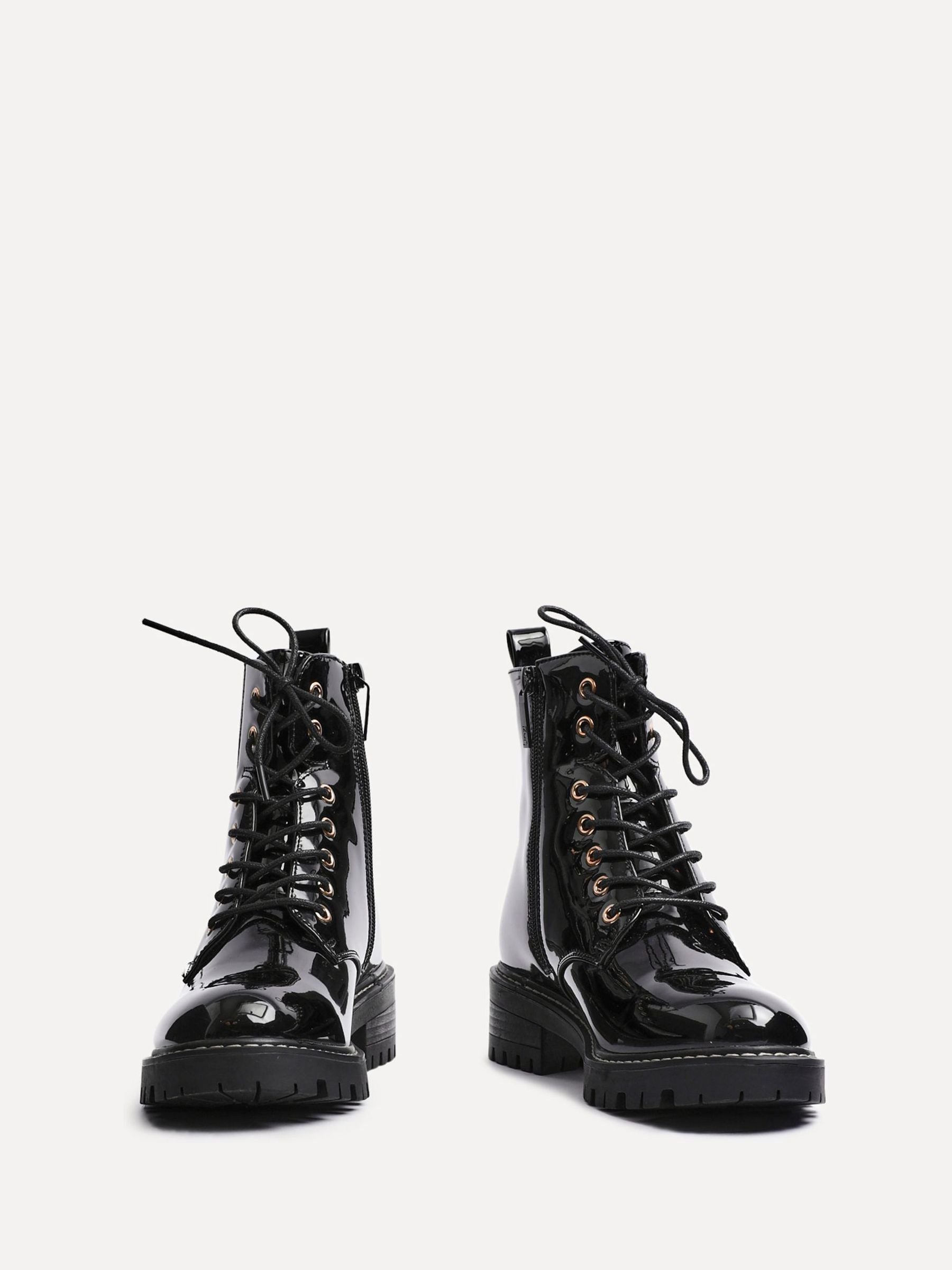 Buy Linzi Black Layna Lace Up Ankle Boots With Zip Detail
