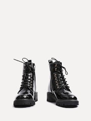 Linzi Black Layna Lace Up Ankle Boots With Zip Detail - Image 3 of 6