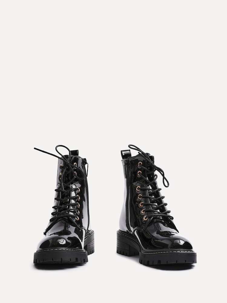 Buy Linzi Black Layna Lace Up Ankle Boots With Zip Detail from