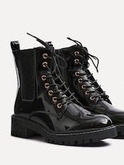 Linzi Black Layna Lace Up Ankle Boots With Zip Detail - Image 4 of 6