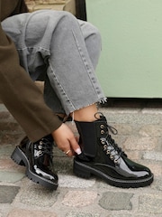 Linzi Black Layna Lace Up Ankle Boots With Zip Detail - Image 6 of 6