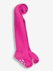 JoJo Maman Bébé Raspberry Cotton Rich Plain Tights - Image 1 of 1