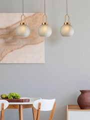 Searchlight Brass Clove Brass  Acid Glass 3Lt Bar Pendant Ceiling Light - Image 1 of 3
