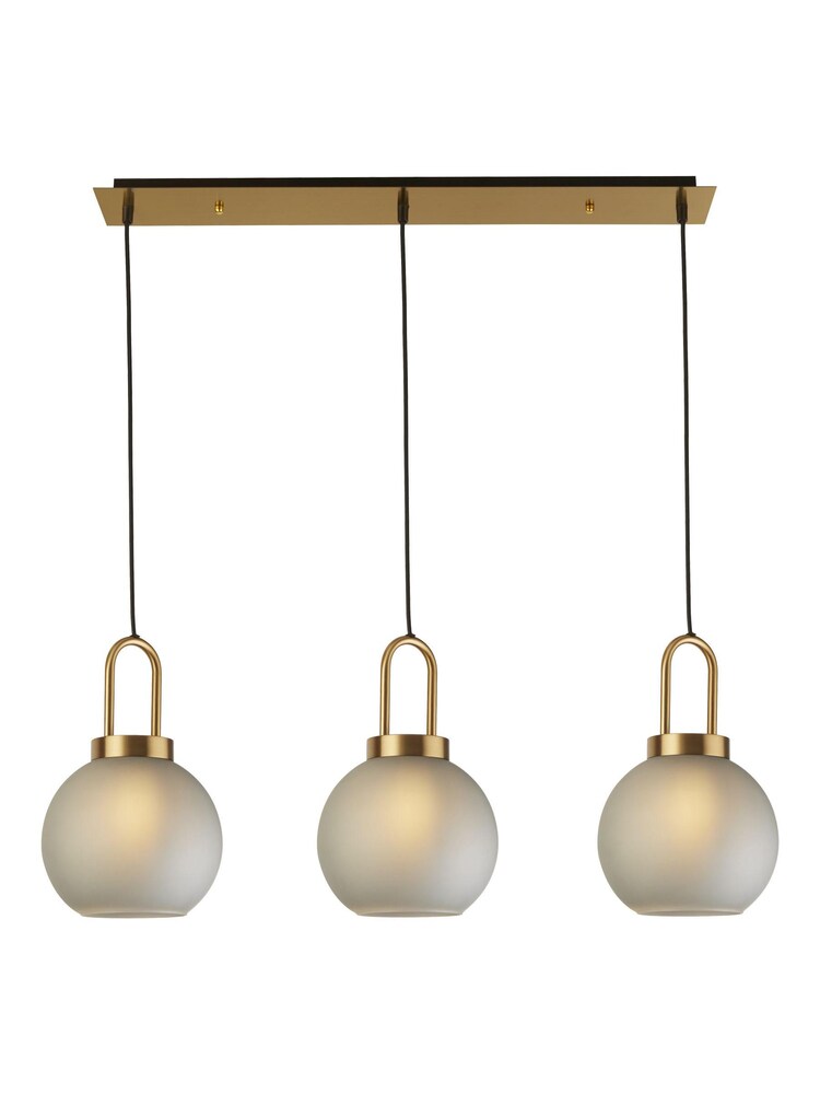 Searchlight Brass Clove Brass Acid Glass 3Lt Bar Pendant Ceiling Light - Image 2 of 3 Searchlight Brass Clove Brass Acid Glass 3Lt Bar Pendant Ceiling Light - Image 2 of 3