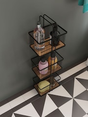 Croydex Freestanding Black Bamboo 3 Tier Caddy - Image 1 of 4
