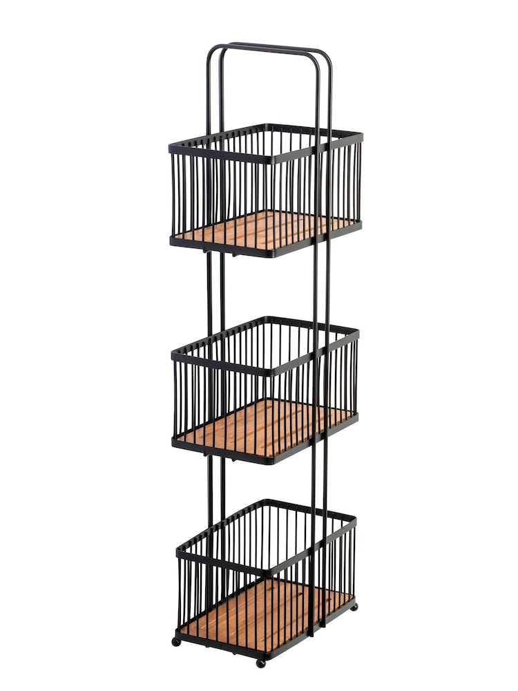 Croydex Freestanding Black Bamboo 3 Tier Caddy - Image 2 of 4