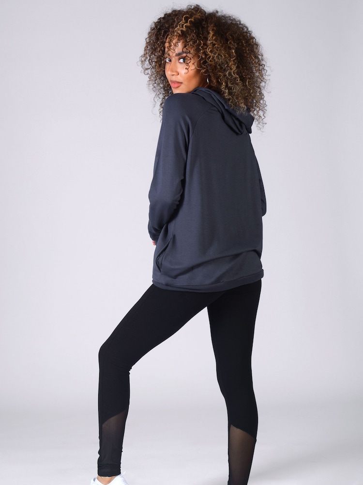 Pineapple Dark Grey Womens Longline Hoodie - Image 2 of 7 Pineapple Dark Grey Womens Longline Hoodie - Image 2 of 7