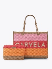 Carvela Pink Sorrento Raffia Tote Bag - Image 1 of 4