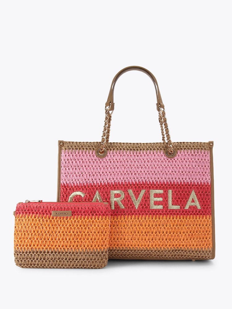 Carvela Pink Sorrento Raffia Tote Bag - Image 1 of 4