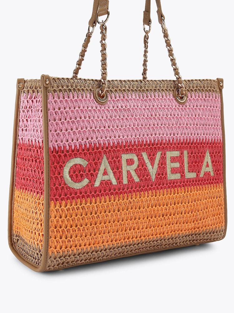 Carvela Pink Sorrento Raffia Tote Bag - Image 2 of 4