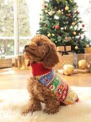 JoJo Maman Bébé Multi Christmas Fair Isle Pets Jumper - Image 2 of 4