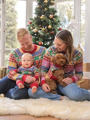 JoJo Maman Bébé Multi Christmas Fair Isle Pets Jumper - Image 3 of 4
