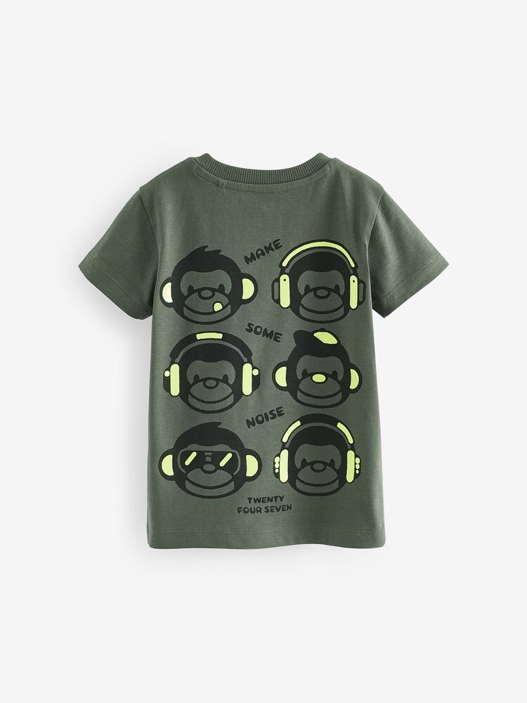 Khaki Green Back Print 100% Cotton Short Sleeve T-Shirt (3mths-7yrs) - Image 2 of 3 Khaki Green Back Print 100% Cotton Short Sleeve T-Shirt (3mths-7yrs) - Image 2 of 3