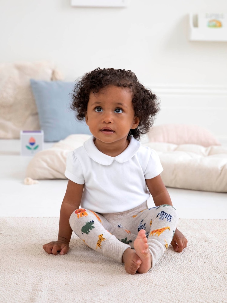JoJo Maman Bébé Natural Safari Knitted Leggings - Image 1 of 3