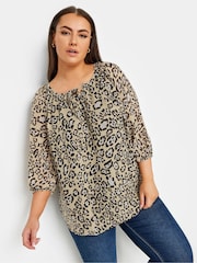 Yours Curve Black Tie Neck Blouse - Image 1 of 4