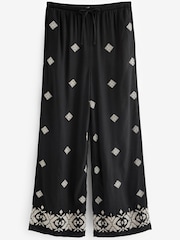 Black Embroidered Wide Leg Trousers With Linen - Image 6 of 7