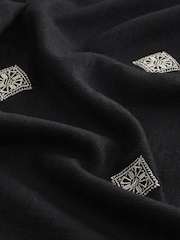 Black Embroidered Wide Leg Trousers With Linen - Image 7 of 7