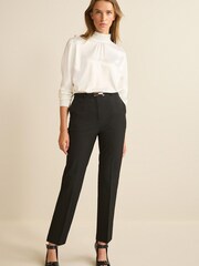 Black Belted Taper Trousers - Image 1 of 7
