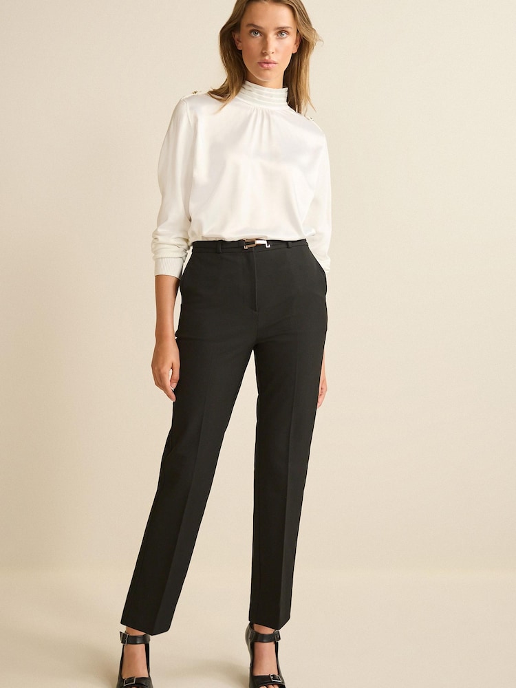 Black Belted Taper Trousers - Image 1 of 7
