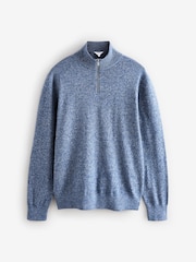 Navy Blue Twist Zip Neck Jumper - Image 1 of 1