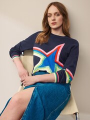 Navy Sequin Star Jumper - Image 1 of 5