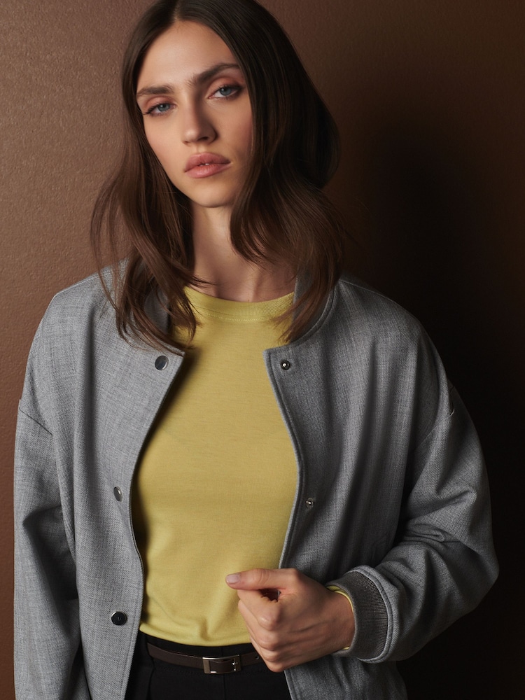 Citrine Yellow Premium Long Sleeve Crew Neck Top - Image 1 of 8