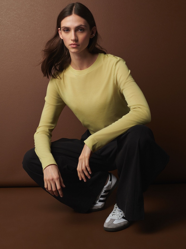 Citrine Yellow Premium Long Sleeve Crew Neck Top - Image 2 of 8