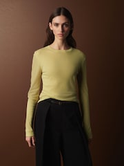 Citrine Yellow Premium Long Sleeve Crew Neck Top - Image 3 of 8