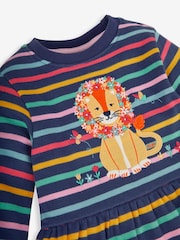 JoJo Maman Bébé Navy Lion Appliqué Stripe Dress - Image 2 of 2