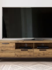 Dark Bronx Up to 80 inch Oak Effect Slim TV Unit - Image 2 of 9