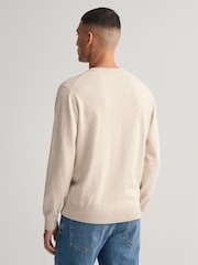 GANT Cream Classic 100% Cotton Crew Neck Jumper - Image 2 of 5
