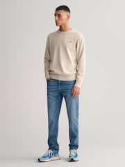 GANT Cream Classic 100% Cotton Crew Neck Jumper - Image 3 of 5