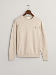 GANT Cream Classic 100% Cotton Crew Neck Jumper - Image 5 of 5