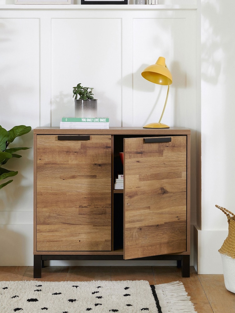 Dark Bronx Oak Effect Slim Small Sideboard - Image 1 of 8