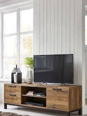 Dark Bronx Up to 65 inch Oak Effect Slim TV Unit - Image 1 of 11