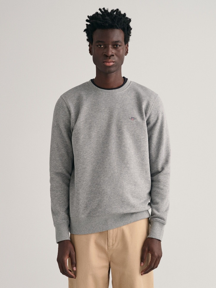 GANT Grey Green Regular-Fit Shield Crew Neck Sweatshirt - Image 1 of 6