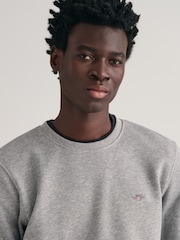 GANT Grey Green Regular-Fit Shield Crew Neck Sweatshirt - Image 4 of 6