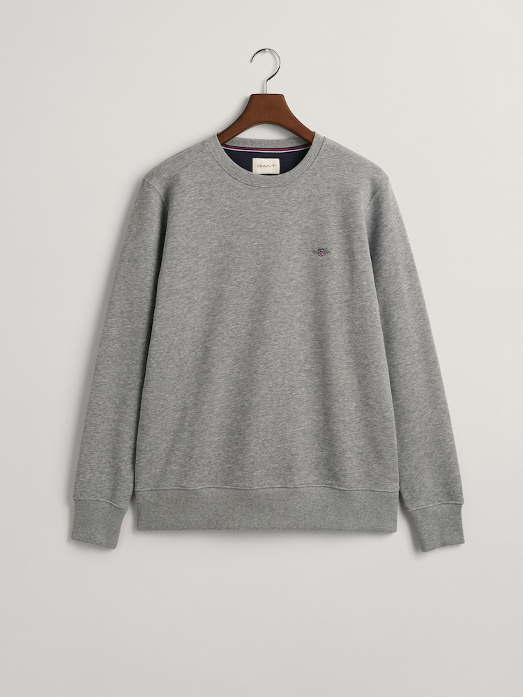 GANT Grey Green Regular-Fit Shield Crew Neck Sweatshirt - Image 6 of 6