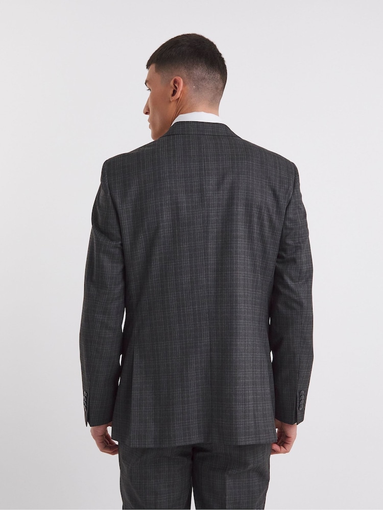 Jacamo Grey Michael Charcoal Check Suit Jacket Reg - Image 2 of 5