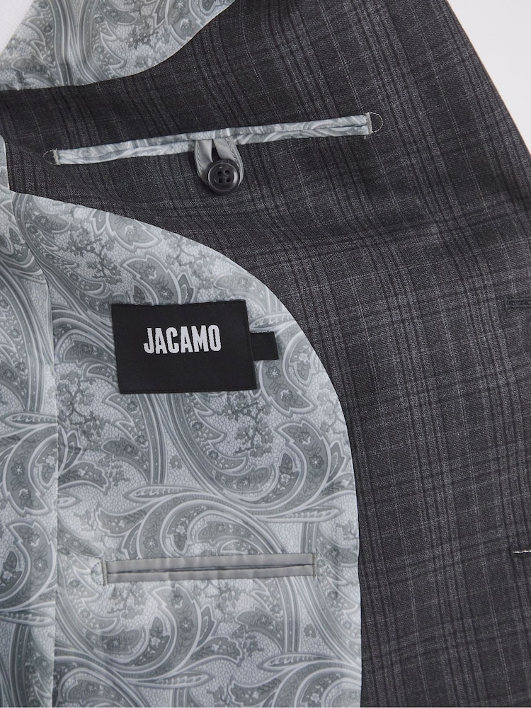 Jacamo Grey Michael Charcoal Check Suit Jacket Reg - Image 5 of 5