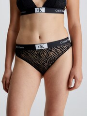 Calvin Klein Black 1996 Animal Print Lace Bikini Briefs - Image 1 of 6
