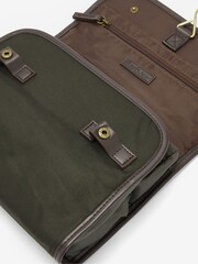 Barbour® Olive Green Wax Cotton Hanging Washbag - Image 2 of 4