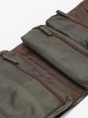 Barbour® Olive Green Wax Cotton Hanging Washbag - Image 3 of 4
