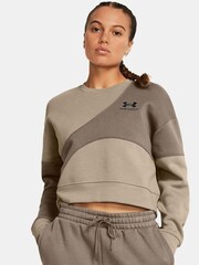 Under Armour Beige Essential Fleece Crop Crew Sweatshirt - Image 1 of 4