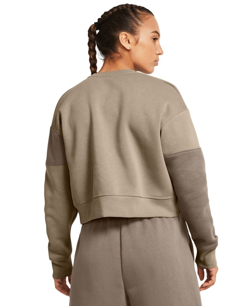 Under Armour Beige Essential Fleece Crop Crew Sweatshirt - Image 2 of 4