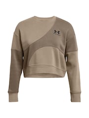 Under Armour Beige Essential Fleece Crop Crew Sweatshirt - Image 3 of 4